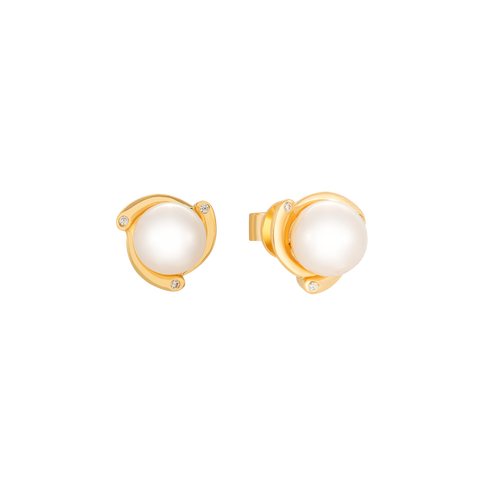 Freshwater Pearl 18K Gold Earrings