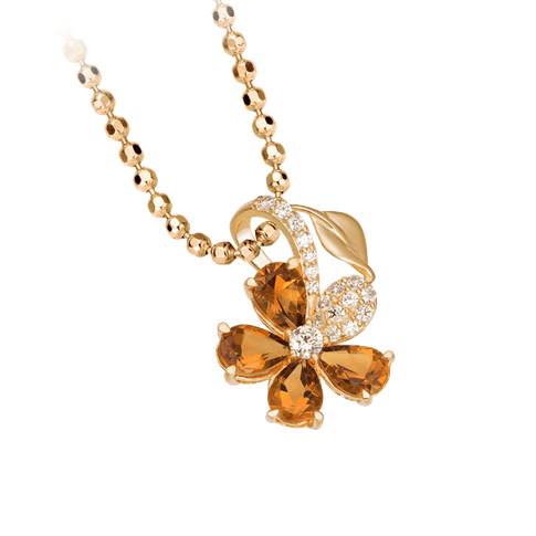 18K Gold Pendant with Citrine PNJ Stone in Spring
