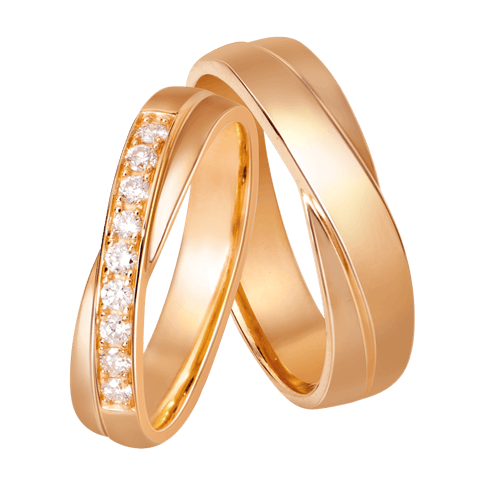 Pair of 18K Gold Diamond PNJ Gold Wedding Rings