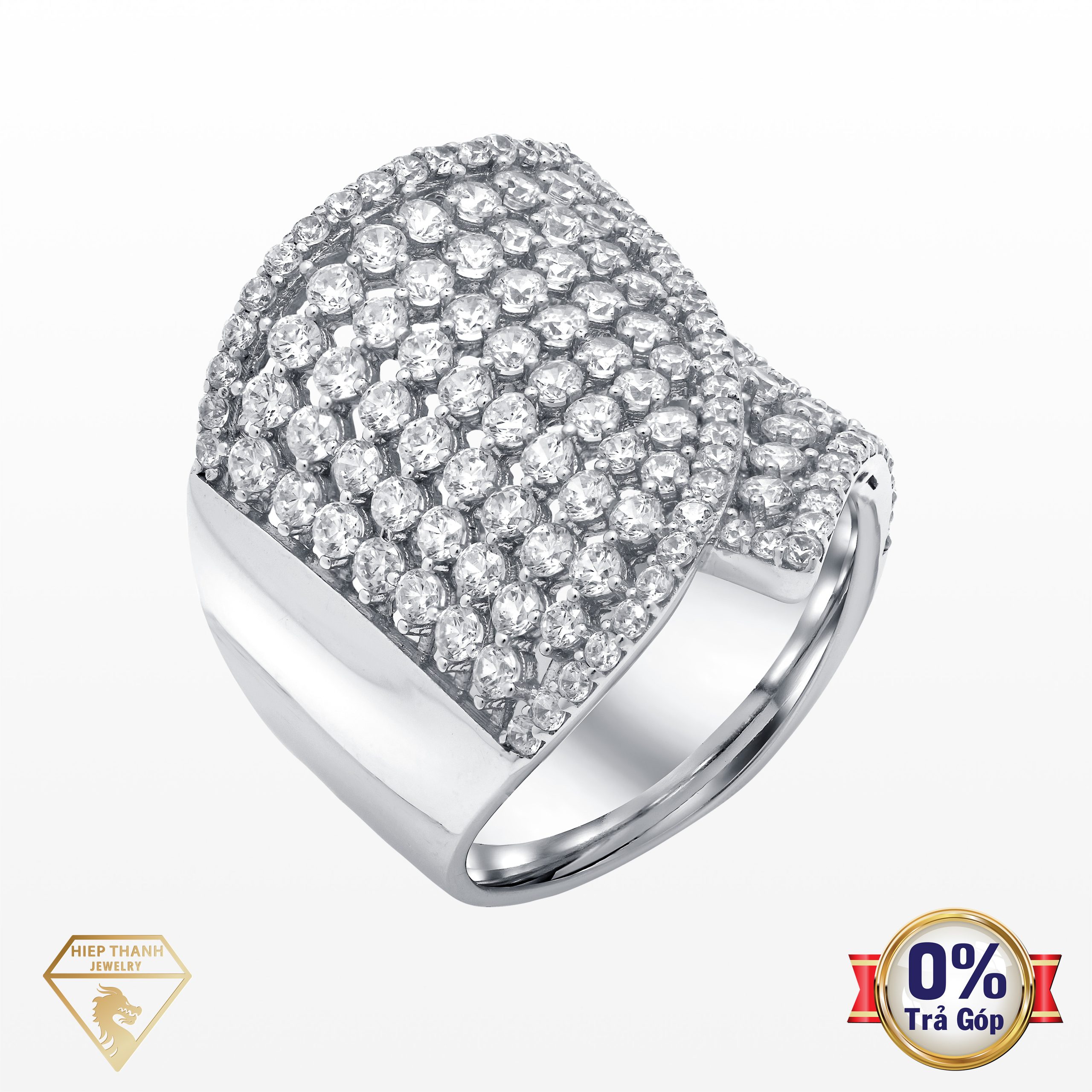 Nhẫn vàng ý đính đá CZ 001