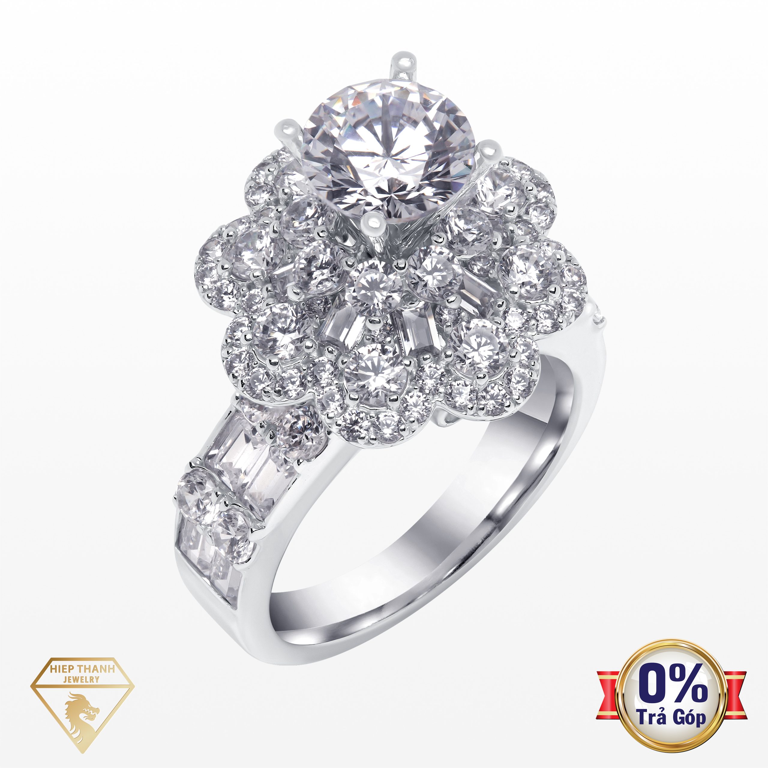 Nhẫn vàng ý đính đá CZ 010