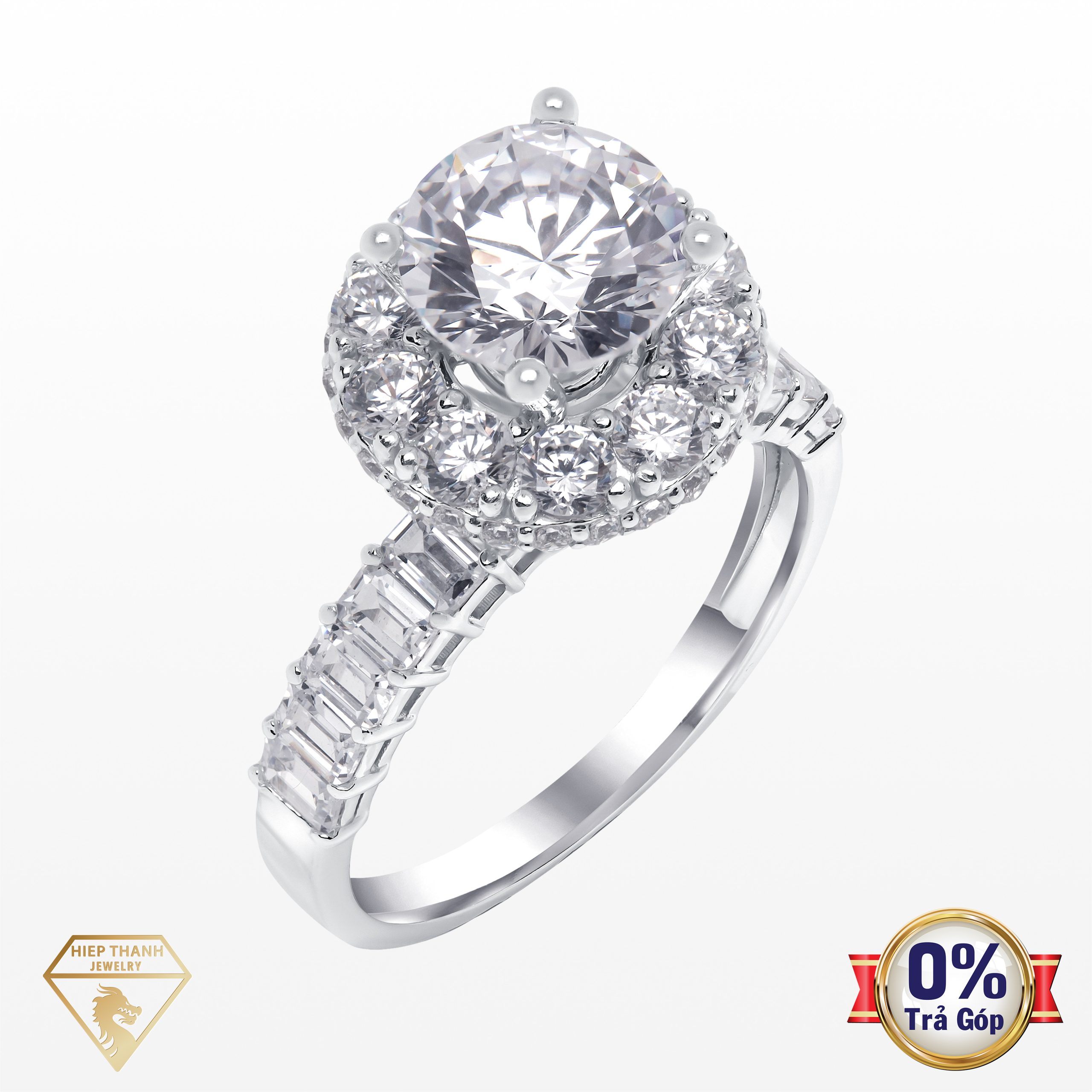 Nhẫn vàng ý đính đá CZ 011