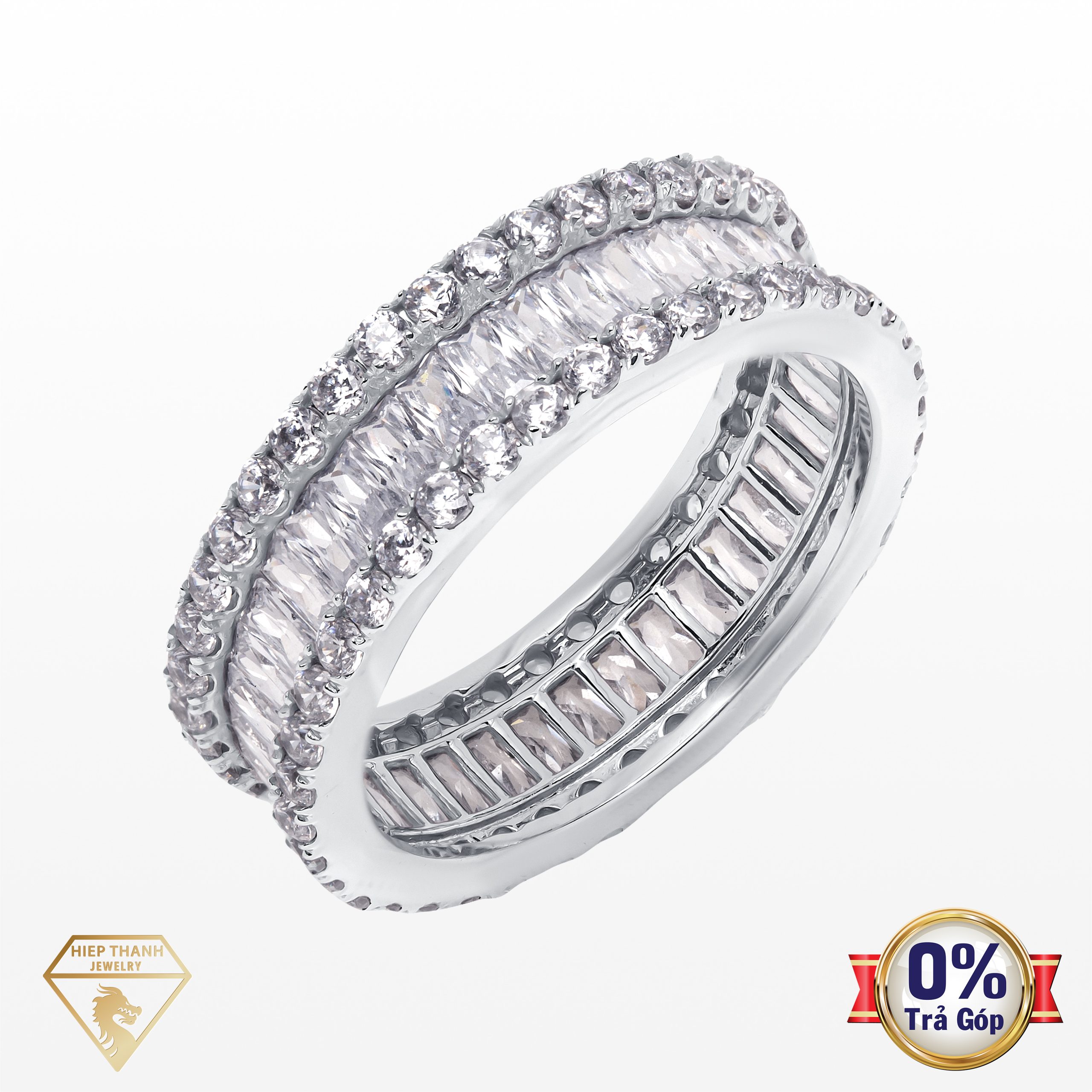 Nhẫn vàng ý đính đá CZ 014