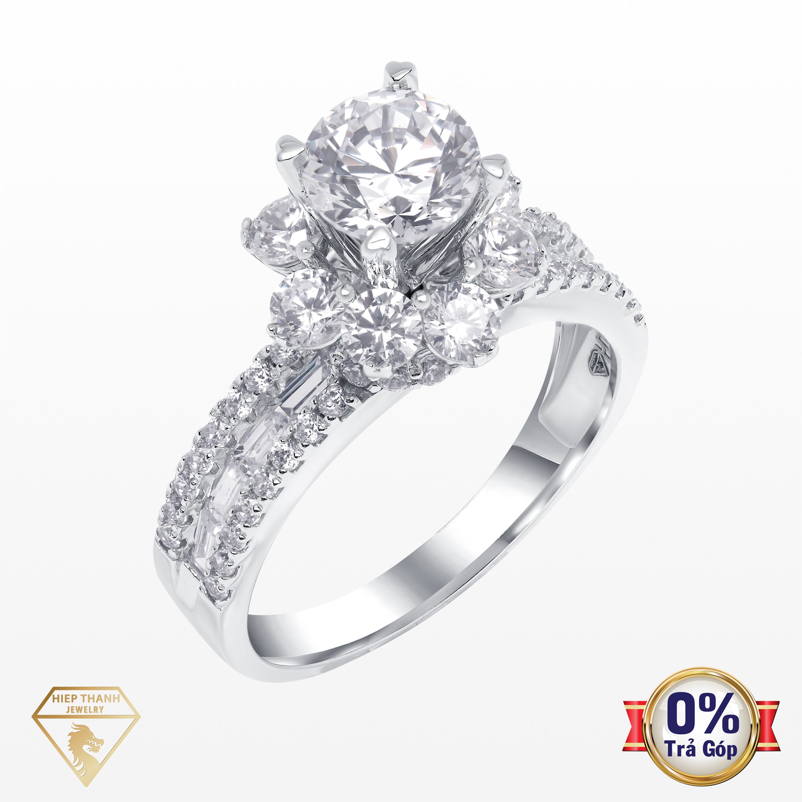 Nhẫn vàng ý đính đá CZ 015