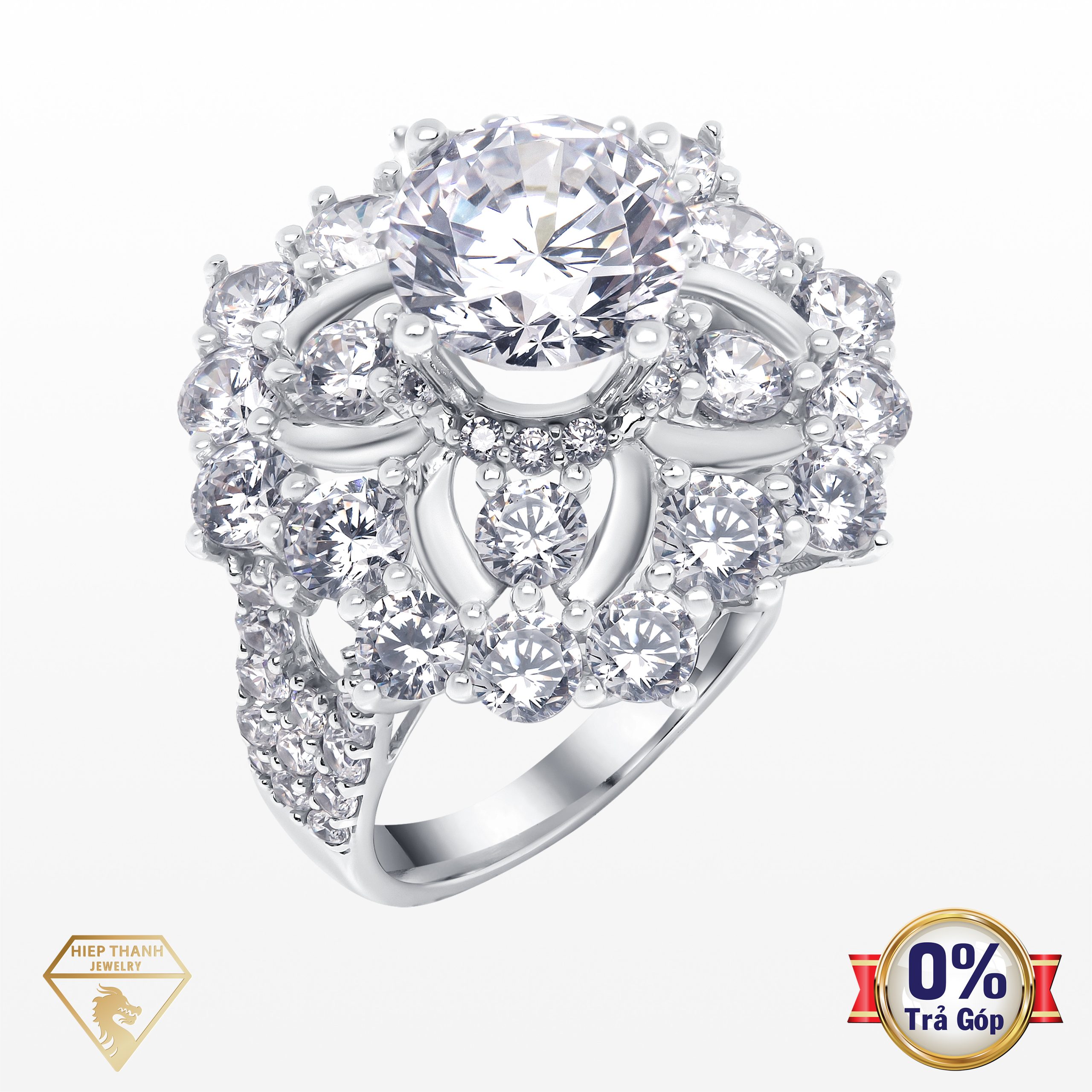 Nhẫn vàng ý đính đá CZ 002