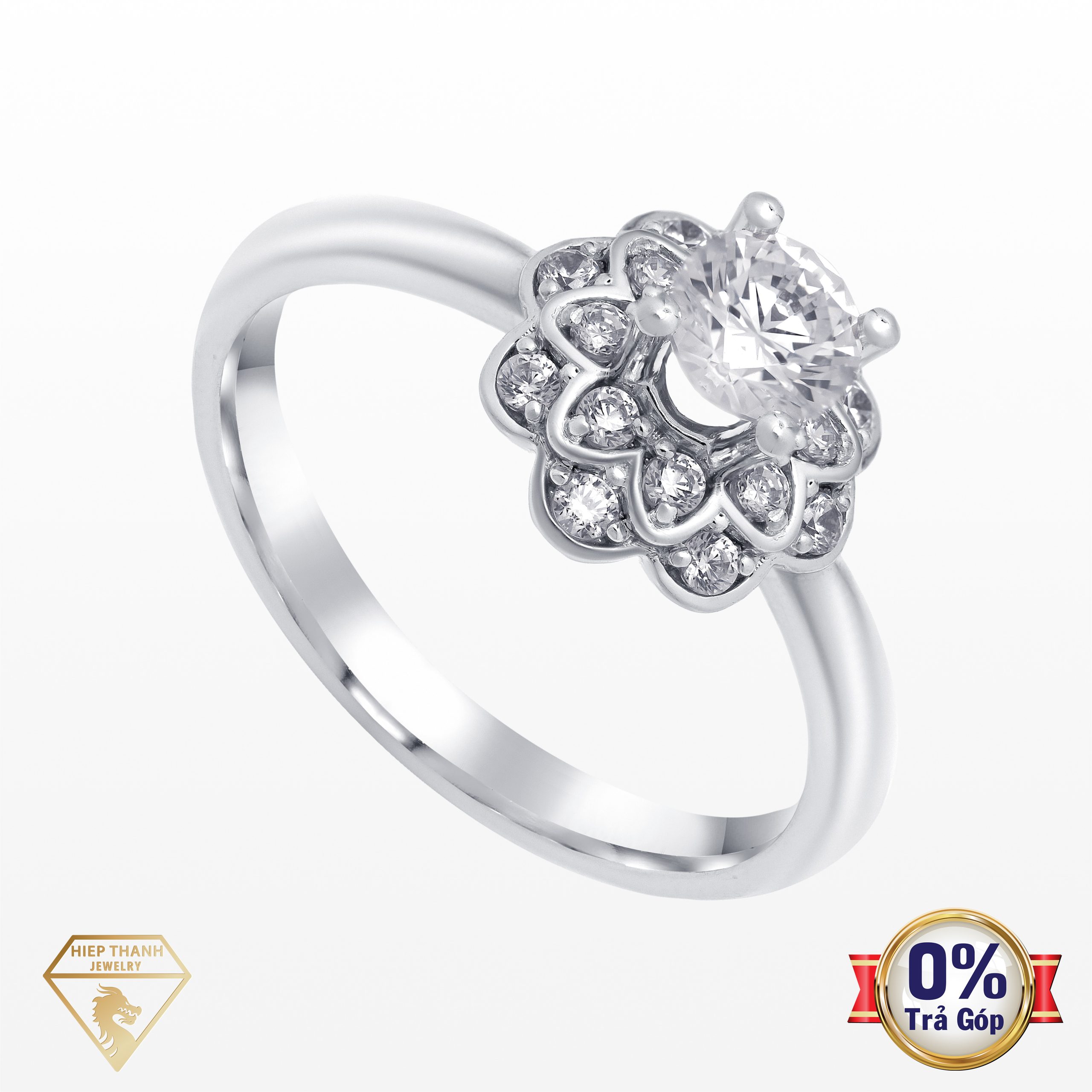 Nhẫn vàng ý đính đá CZ 020