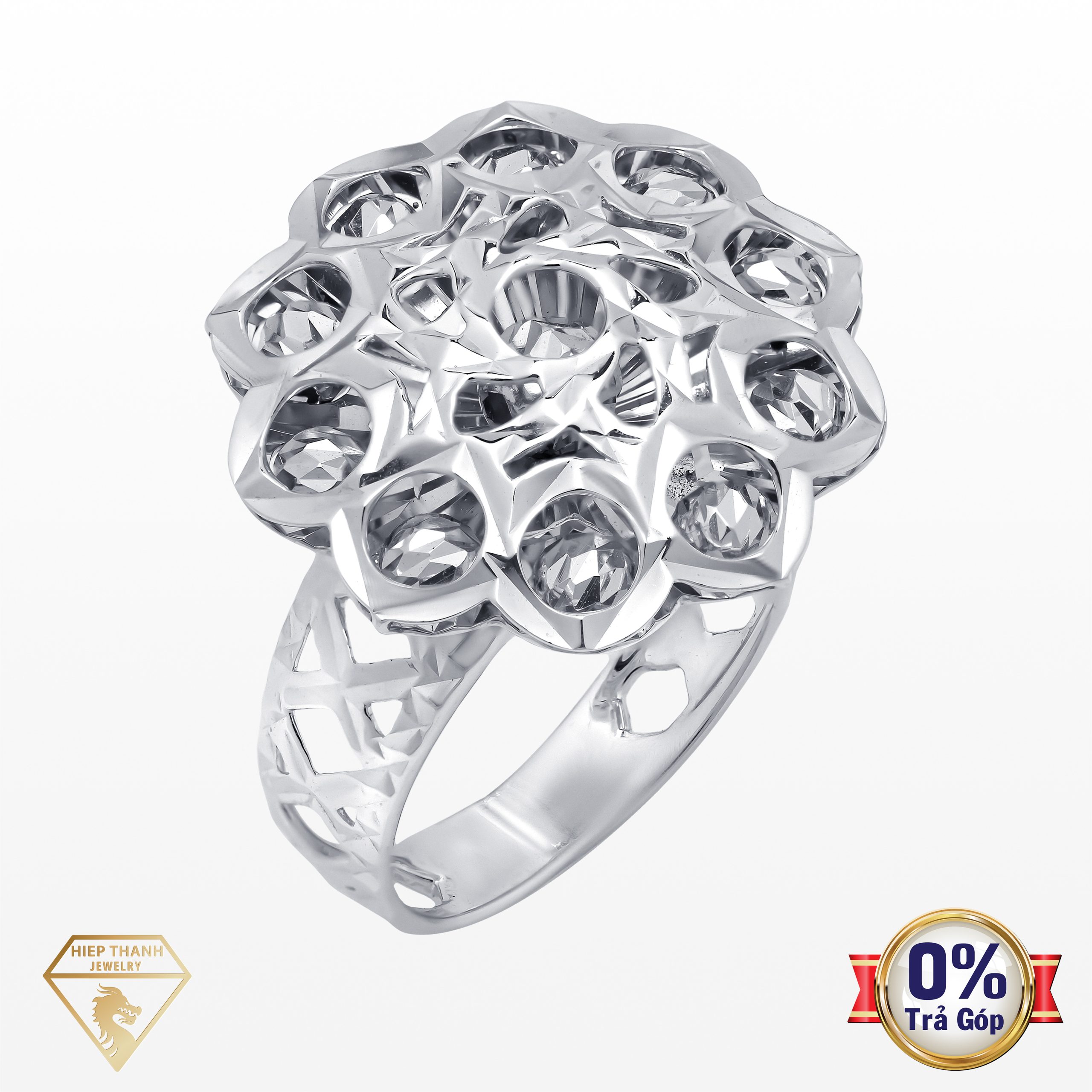 Nhẫn vàng ý đính đá CZ 021