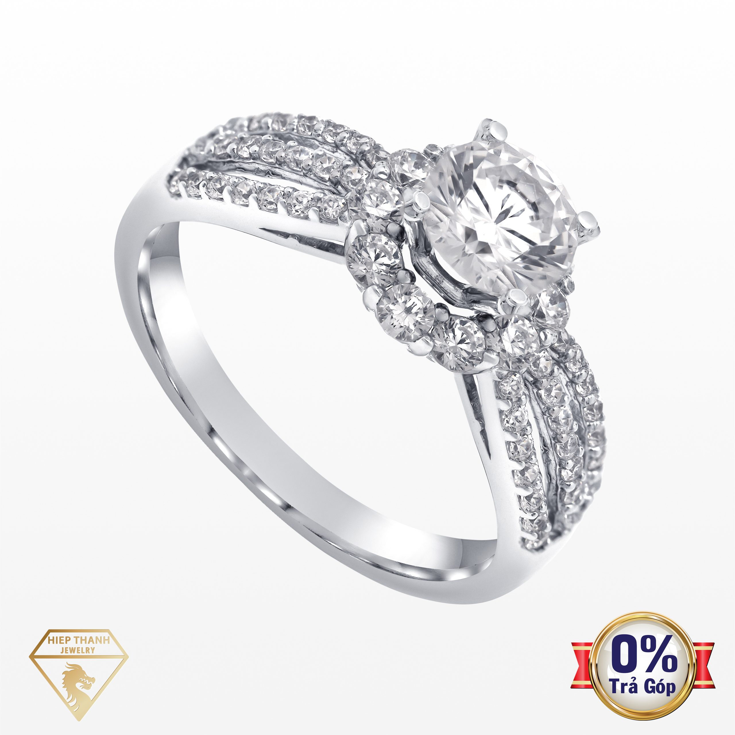 Nhẫn vàng ý đính đá CZ 022