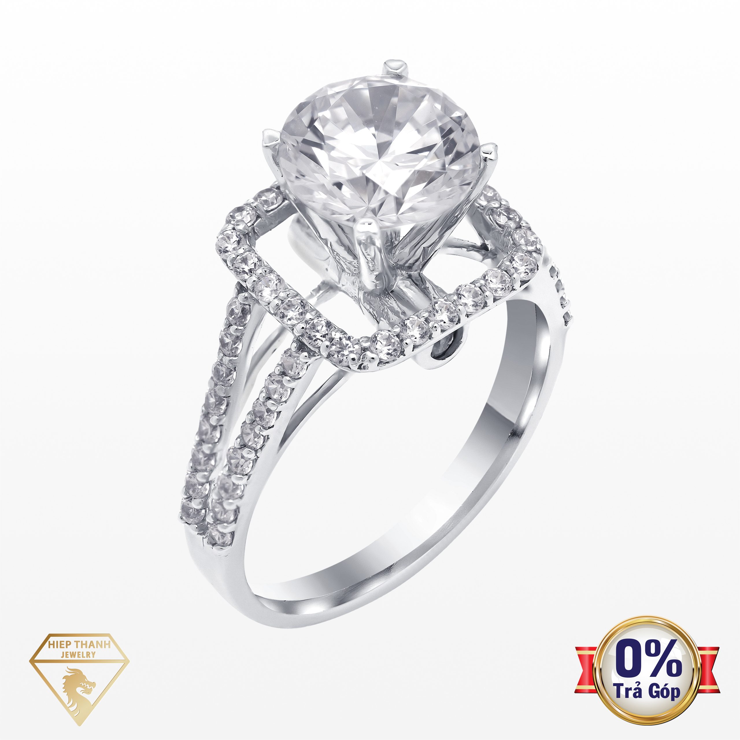 Nhẫn vàng ý đính đá CZ 025