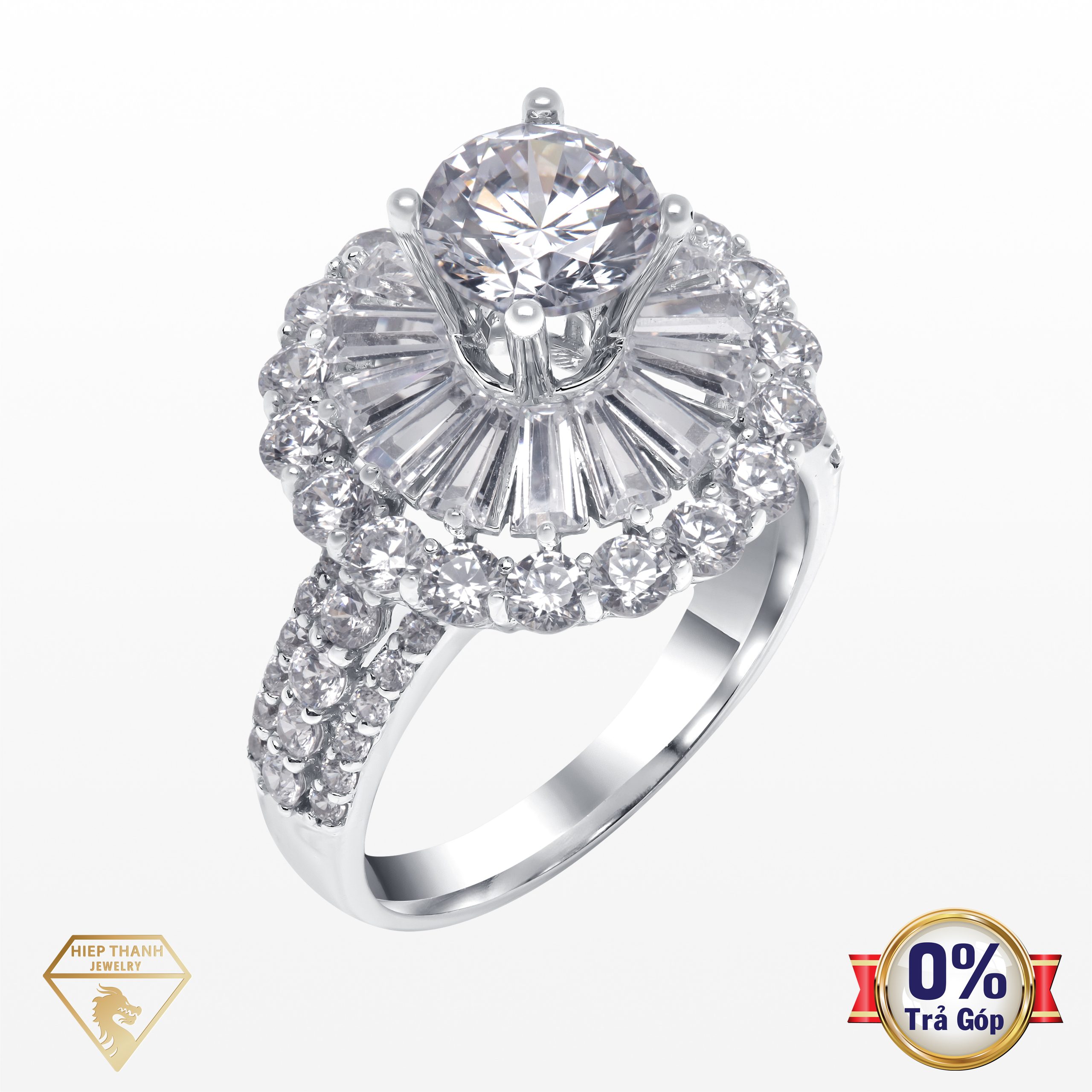 Nhẫn vàng ý đính đá CZ 026