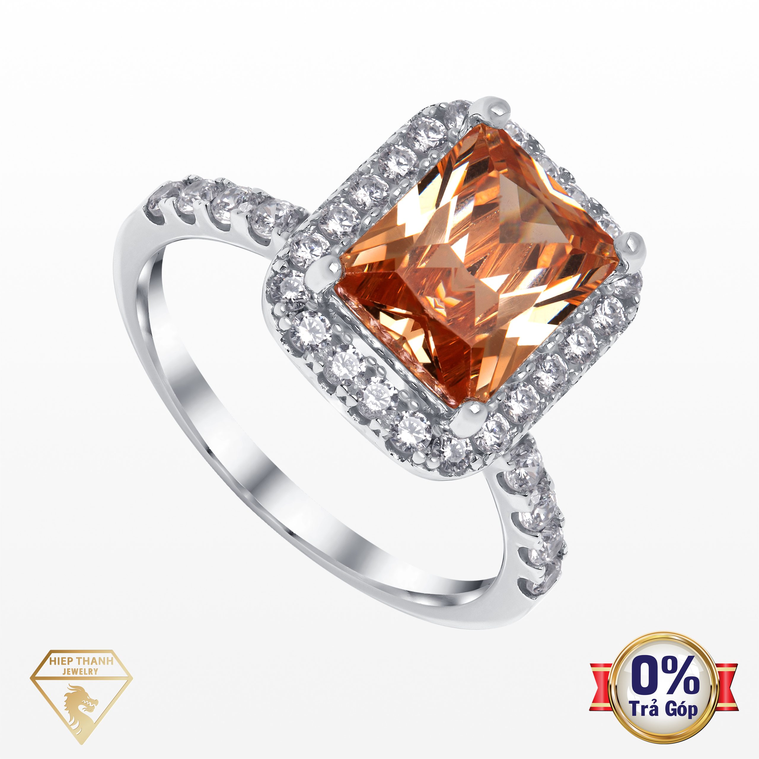 Nhẫn vàng ý đính đá CZ 027