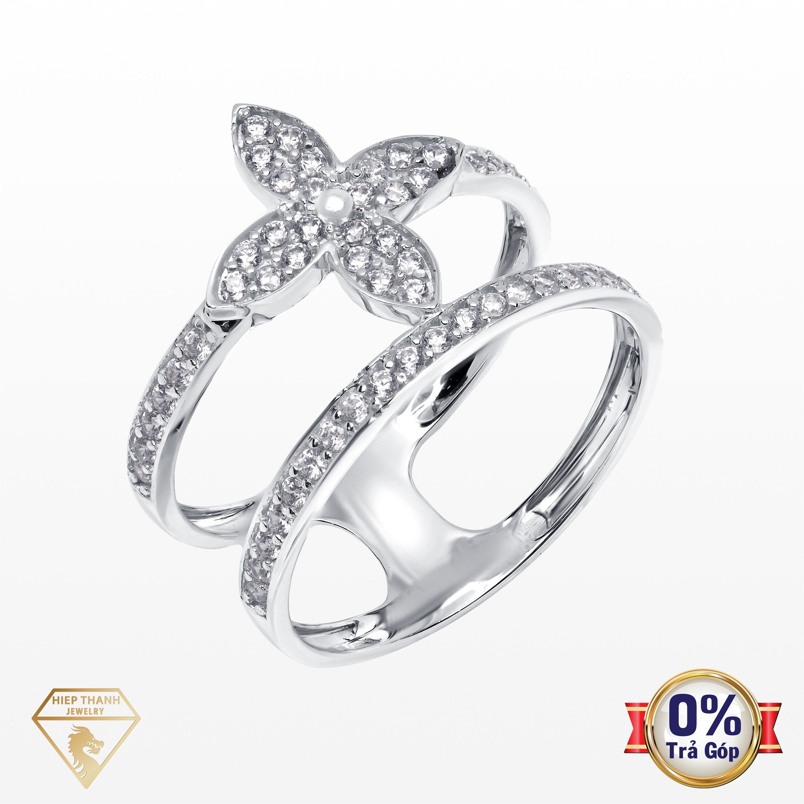 Nhẫn vàng ý đính đá CZ 029