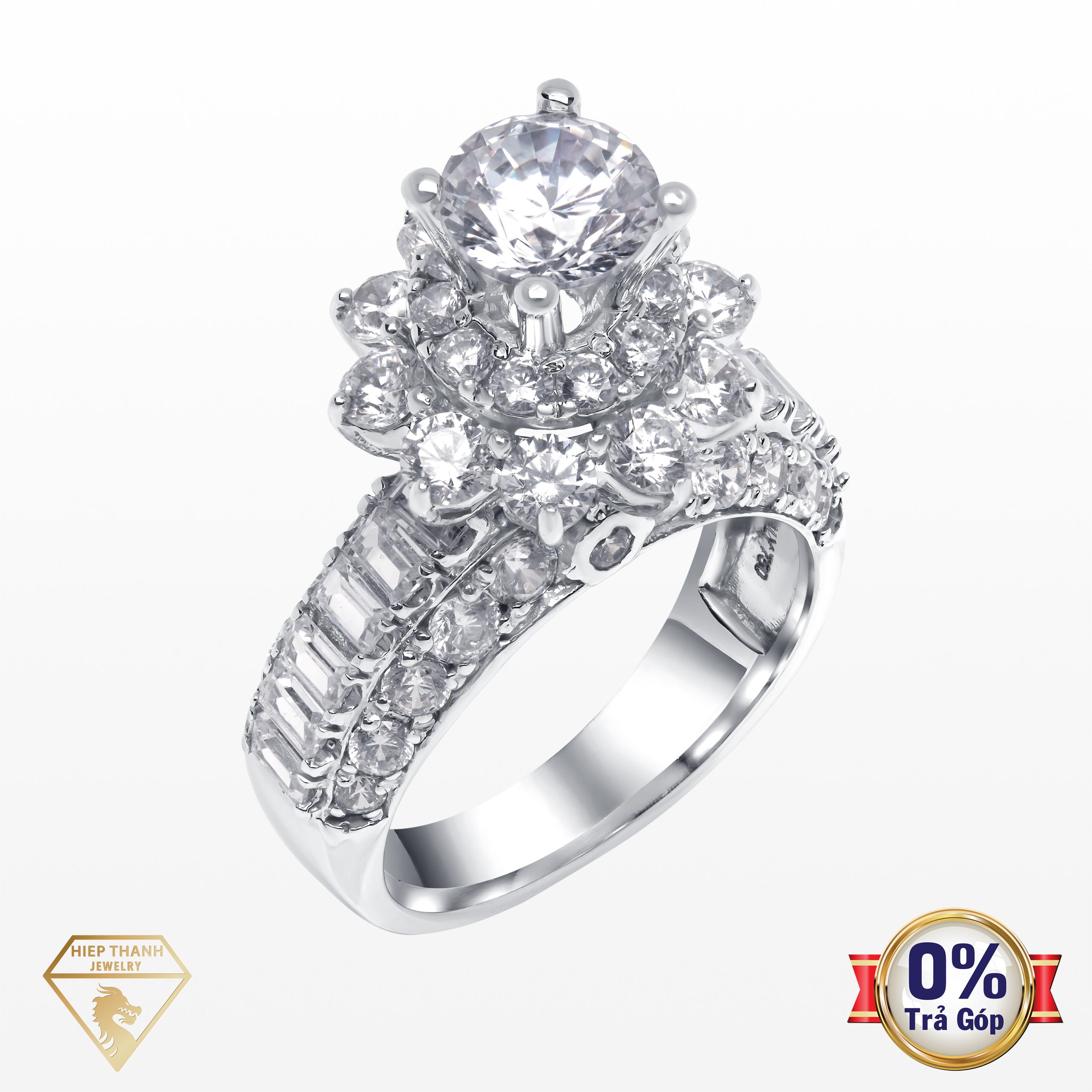 Nhẫn vàng ý đính đá CZ 003