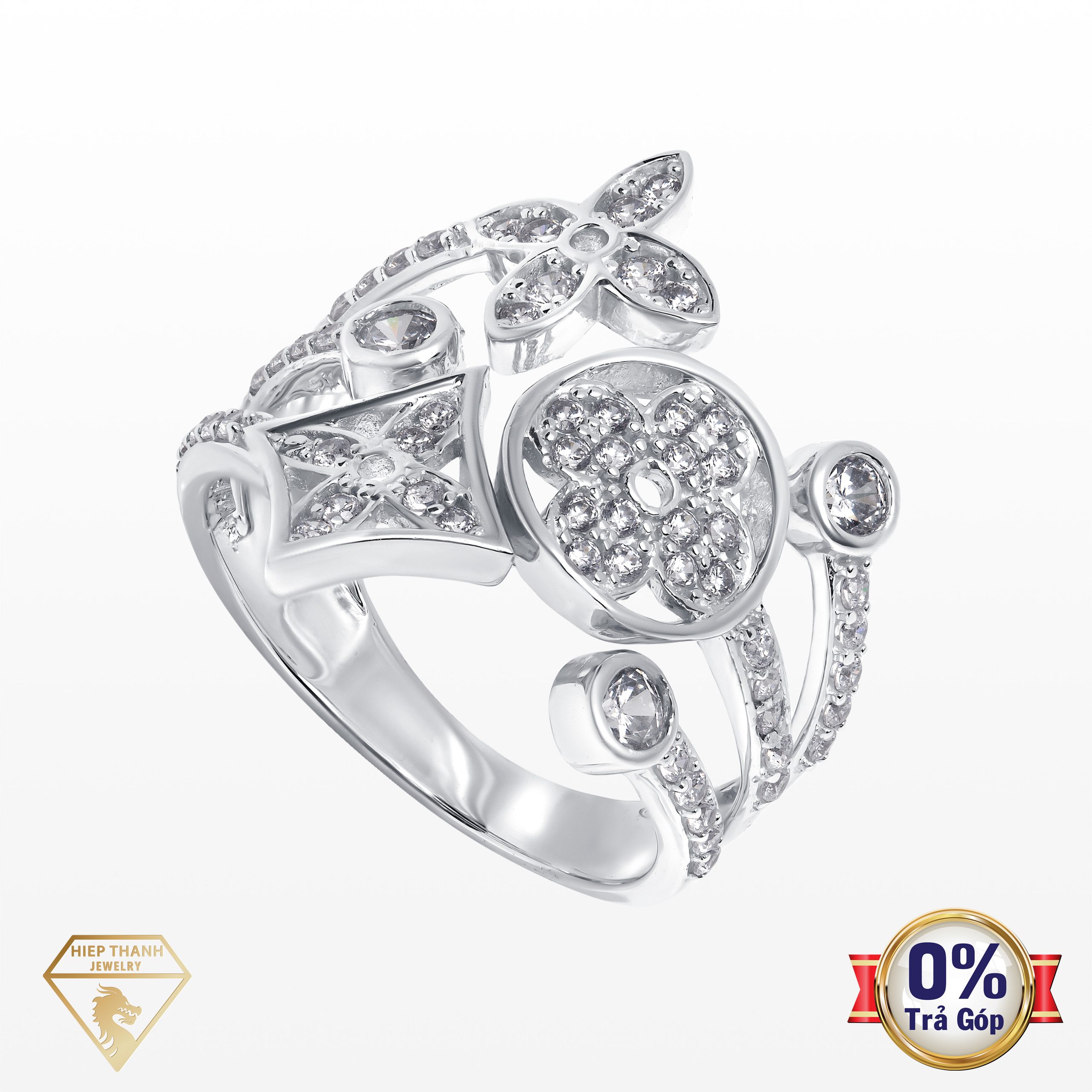 Nhẫn vàng ý đính đá CZ 030