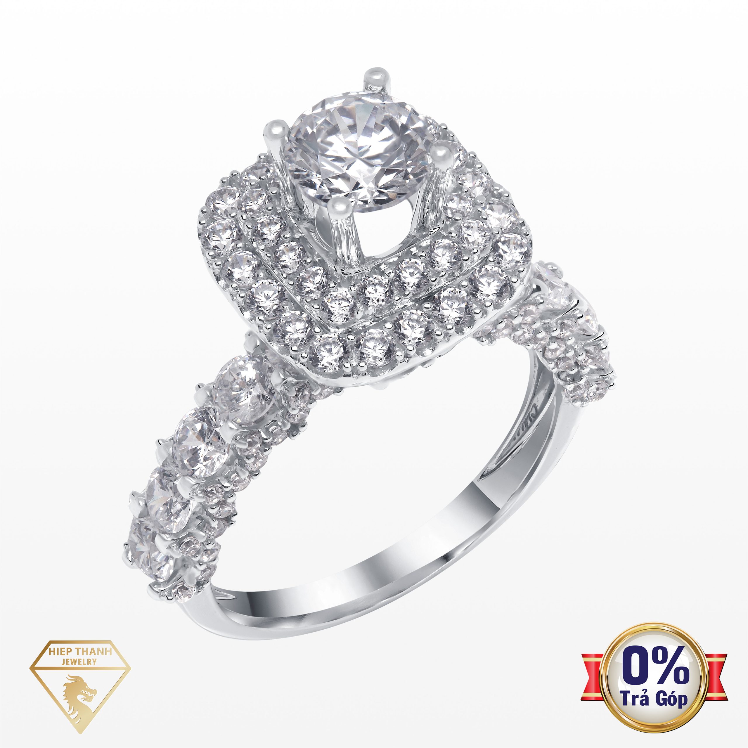 Nhẫn vàng ý đính đá CZ 033