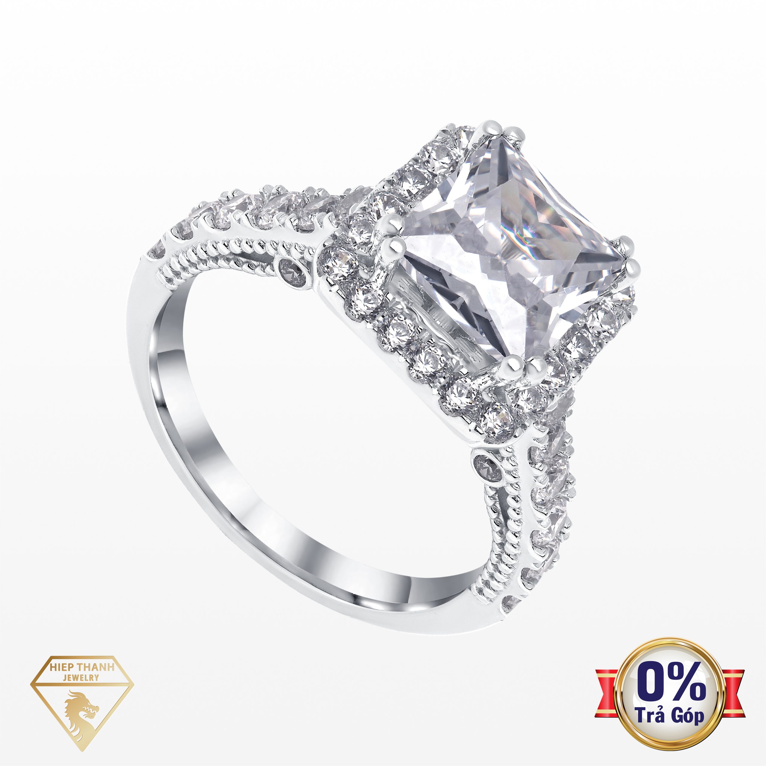 Nhẫn vàng ý đính đá CZ 034