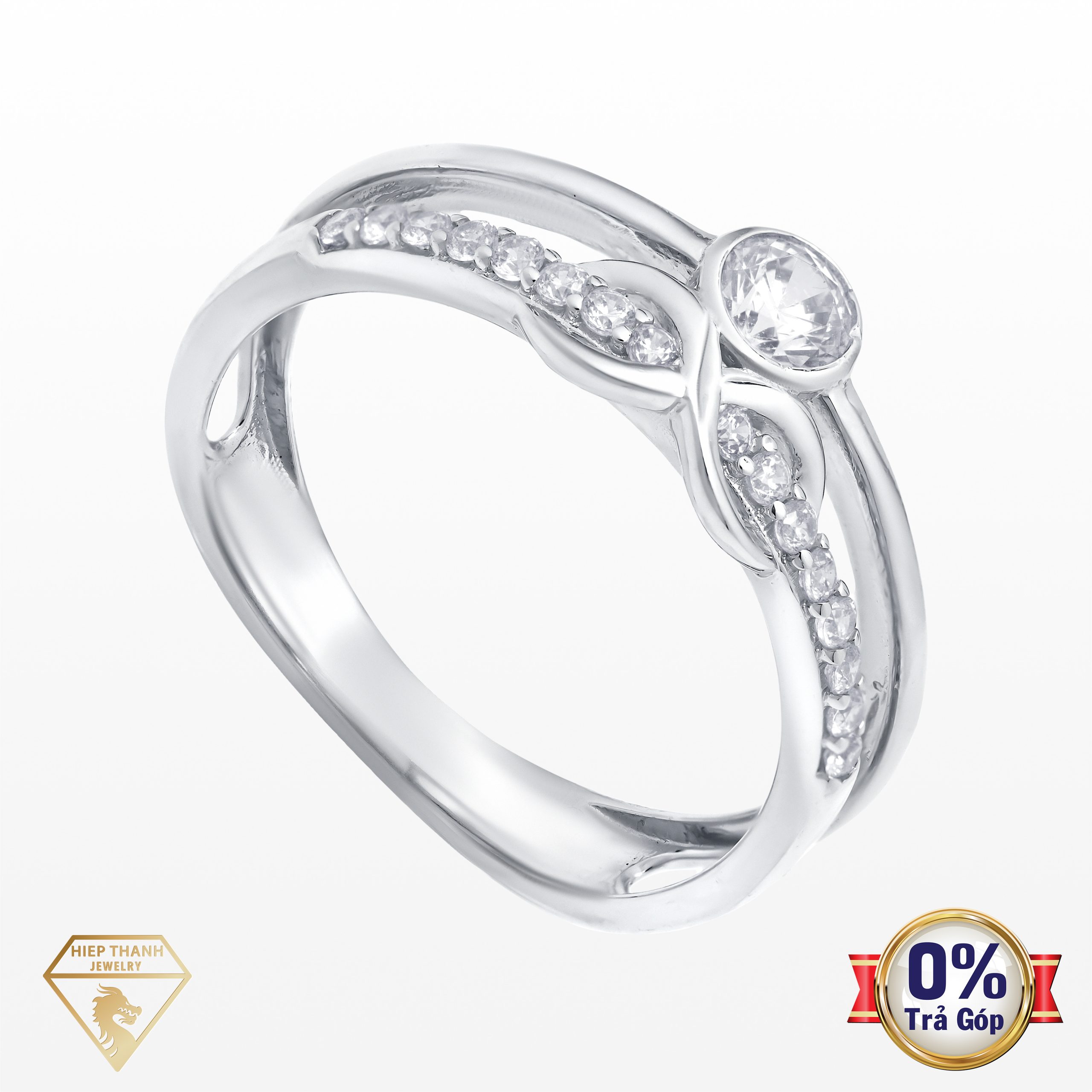Nhẫn vàng ý đính đá CZ 005