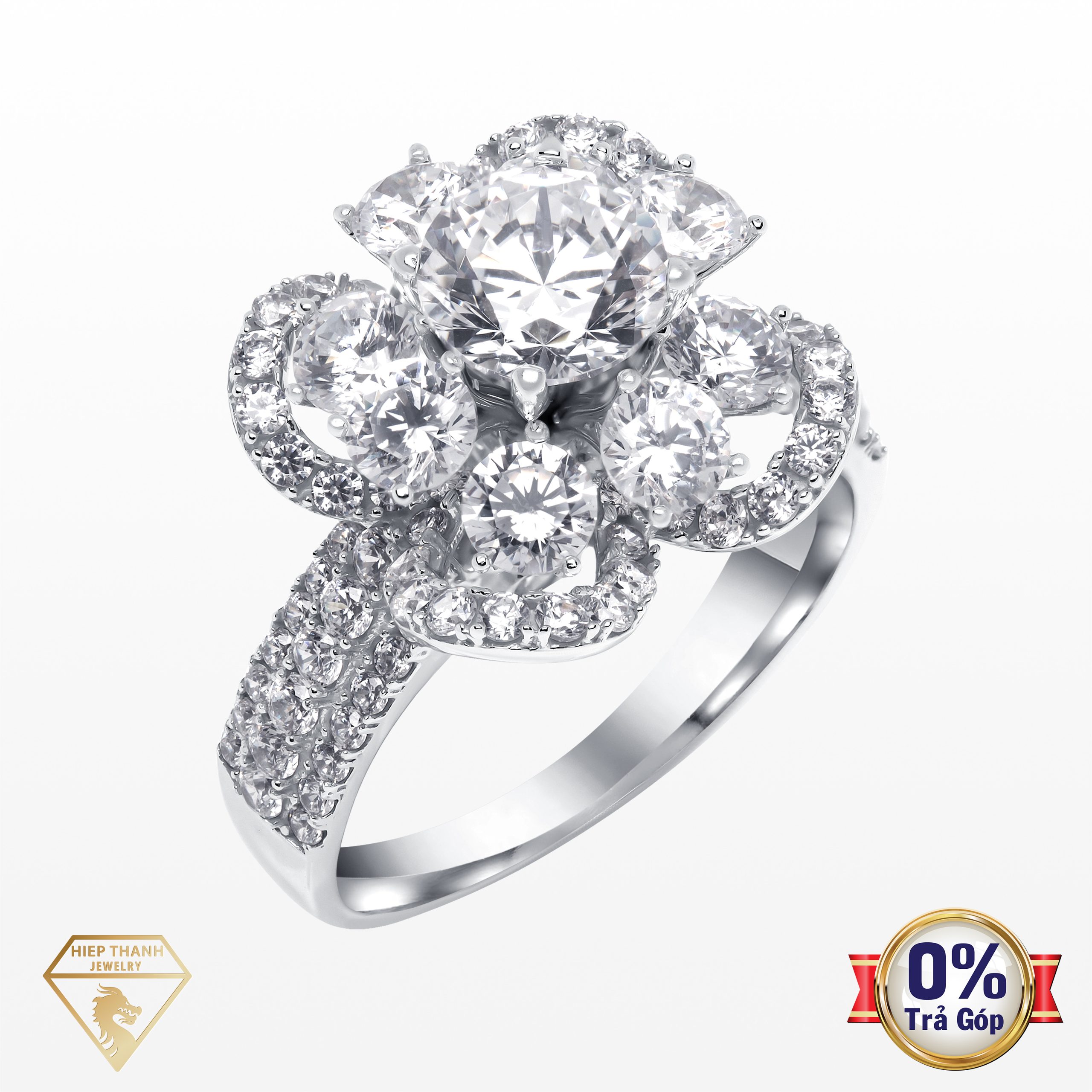 Nhẫn vàng ý đính đá CZ 006