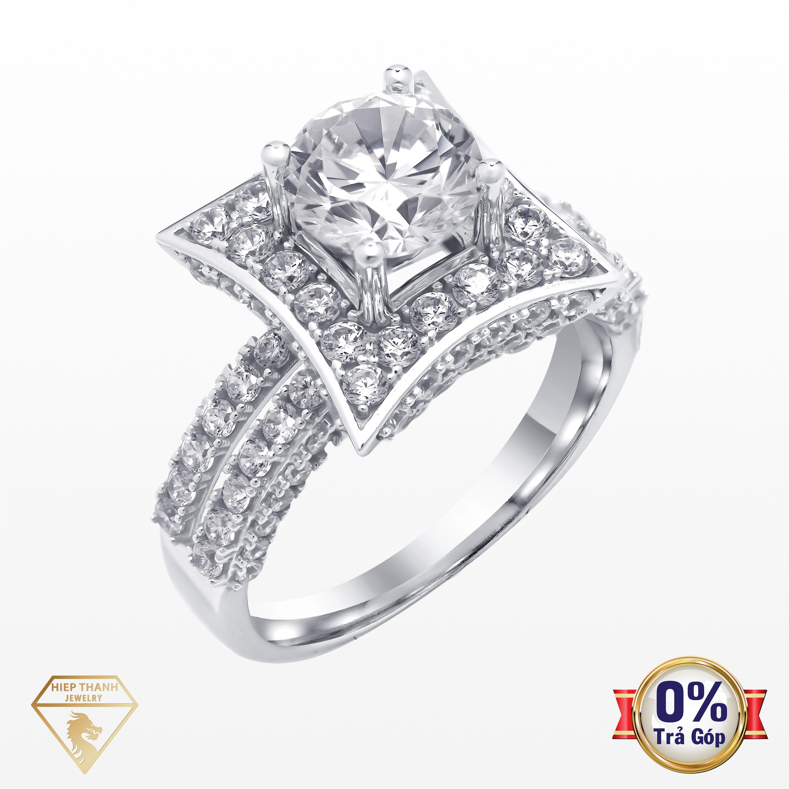 Nhẫn vàng ý đính đá CZ 007