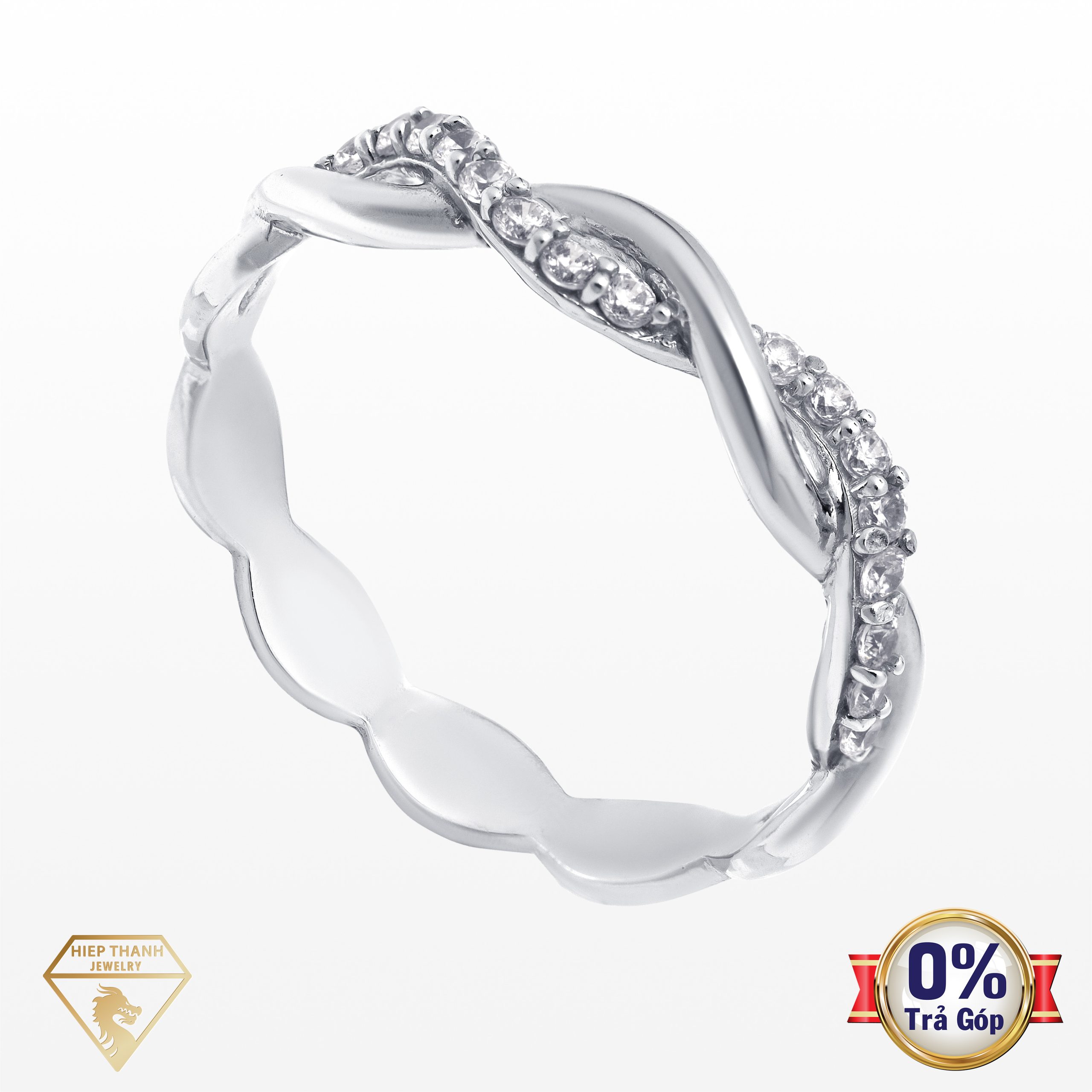 Nhẫn vàng ý đính đá CZ 008